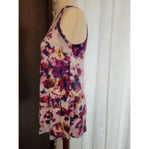 Watercolor Floral Tank Long Flowy Stretchy Small - Picture 2 of 10